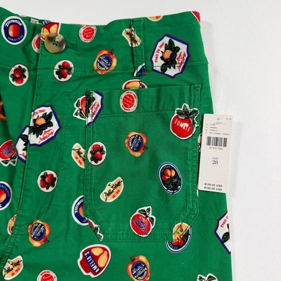 Anthropologie Maeve Colette Fruit Print Cropped Wide Leg Pants Green Size 28 NWT - Picture 6 of 15